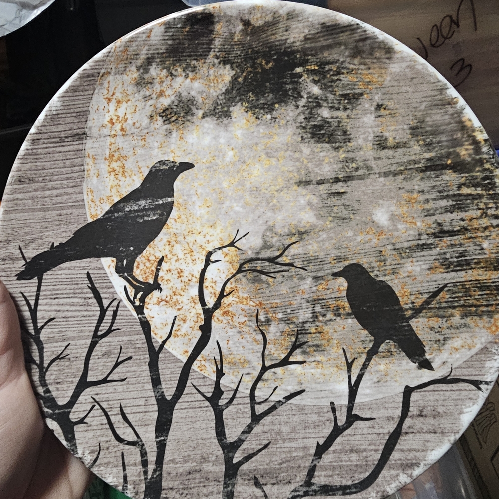 Raven Silhouette Decorative Plate (Set Of 3)